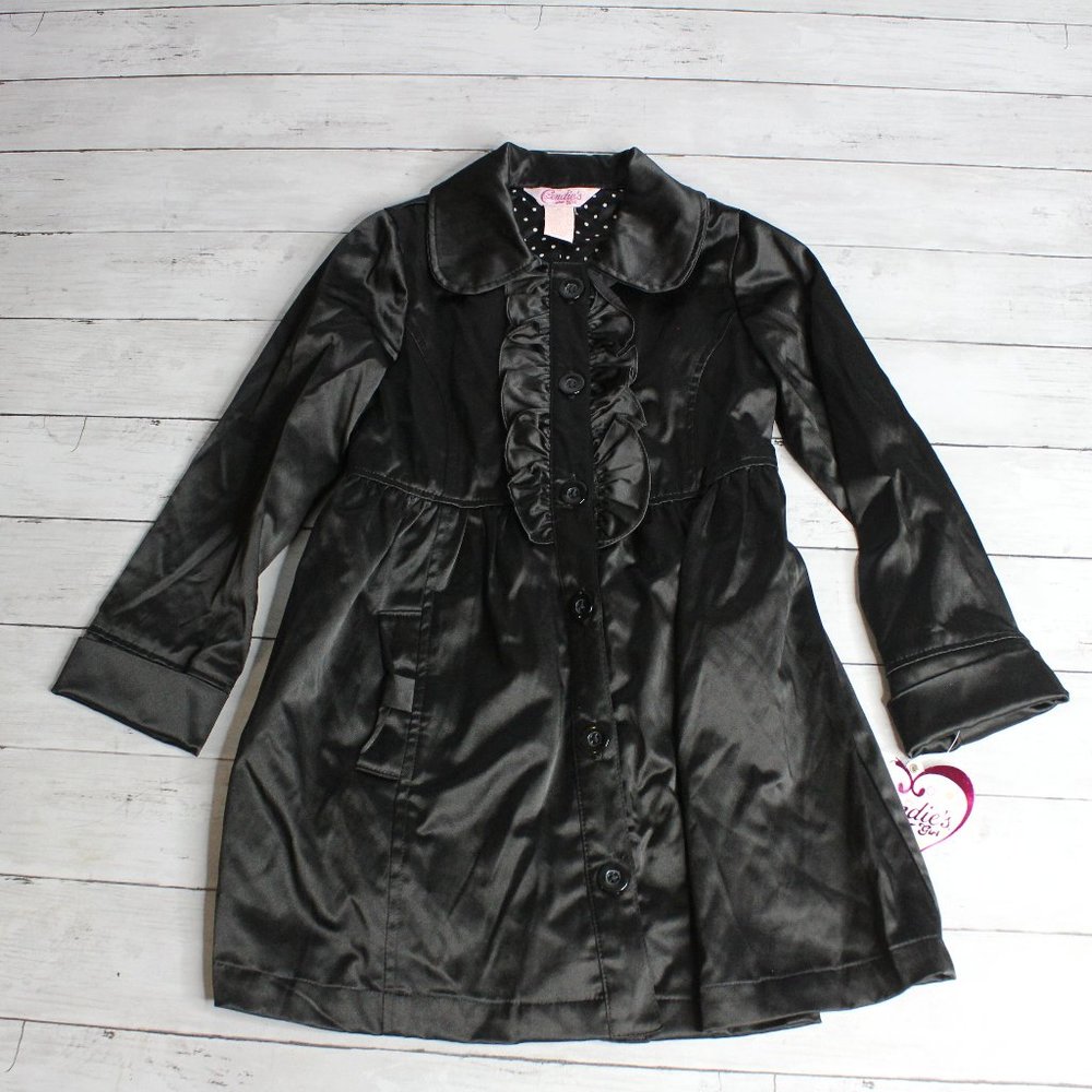 Candies Black Satin Jacket Size M 8 Single Breasted Special Occasion